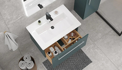 Тумба под раковину Posse 750-0-1 навесная верде Velvex tp POS OSK 751Y верде, дуб золотой (под раковину 234336)