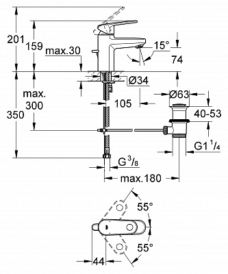 Смеситель для умывальника GROHE EUROPLUS II 3261200E