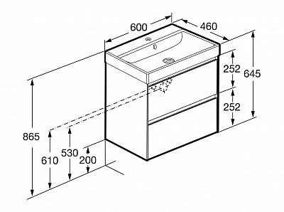 Тумба с раковиной Roca Ona 600 A857613513 2 ящика,зеленый матовый
