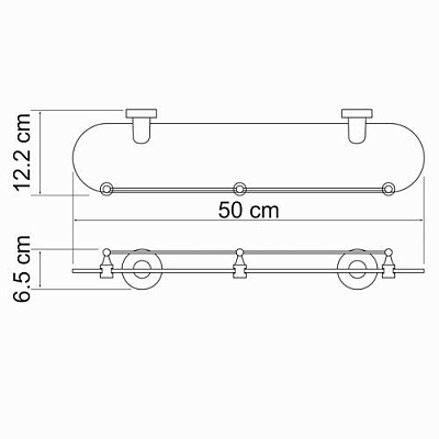 Полка стеклянная с бортиком WasserKraft Isen K-4044
