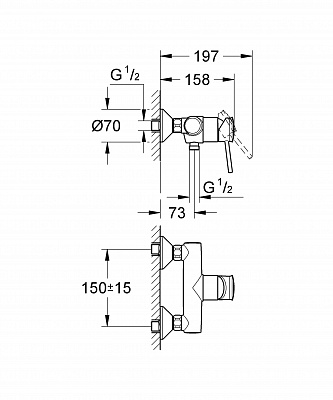 Смеситель для душа Grohe Bau Classic 32867000