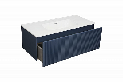 Тумба под раковину Terra Blu grigio 100 см синяя матовая La Fenice FNC-01-TER-BG-100