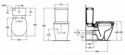 Ideal Standard Connect куб унитаз с функцией биде + стульчак мик