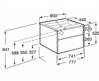 Тумба под раковину Roca Ronda 80 белый матовый/бетон ZRU9303004