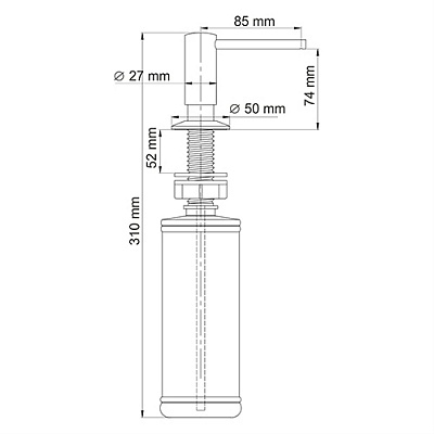 Встраиваемый дозатор для мыла, 320 ml WasserKRAFT K-1499