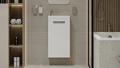 Тумба подвесная Velvex Estea 40.1D белый матовый без раковины