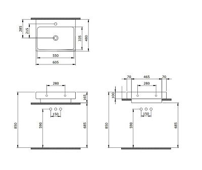 Раковина Berges Strati 60х485 см 182006