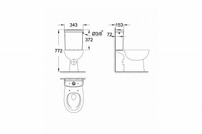 Бачок внешний, наполнение сбоку Grohe Bau Ceramic 39437000