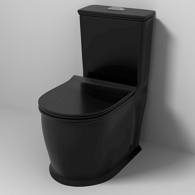 Унитаз напольный черный безободковый Grossman Retro GR-4492BMS матовый моноблок с тонким сиденьем