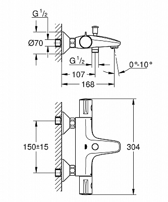 Смеситель для ванны Grohe Grohtherm 800 34576000