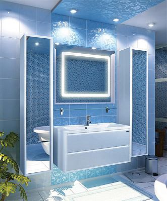 Шкаф - колонна зеркальный в ванную 35 см Aquaton Римини белый глянец 1A232703RN010 NEW