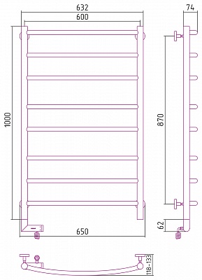 Полотенцесушитель электрический Сунержа Галант 2.0 1000х600 МЭМ левый