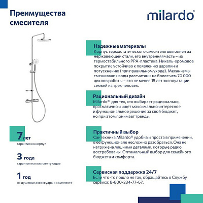 Душевая система с термостатом Milardo Ideal Spa ILSSBTHM89 хром