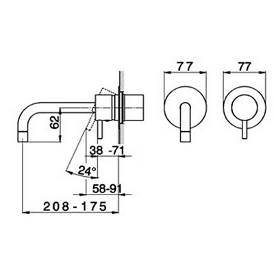 Less Minimal внешняя часть смесителя для раковины 208/175 хром (LM00551021)+внутр.часть Za00651004
