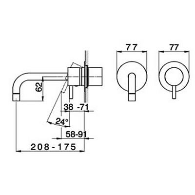 Less Minimal внешняя часть смесителя для раковины 208/175 хром (LM00551021)+внутр.часть Za00651004