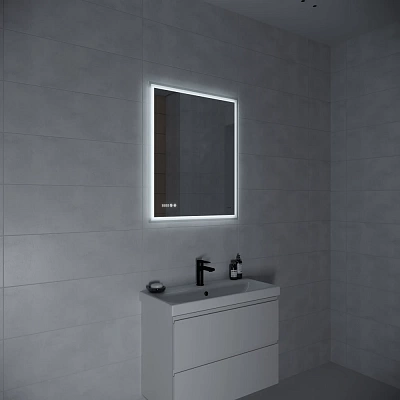 Зеркало с LED подсветкой 70x85 Cersanit 080 design pro часы с антизапотеванием