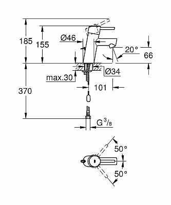 Смеситель для умывальника GROHE CONCETTO NEW 3220610E