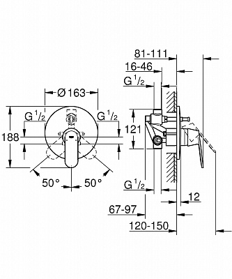 GROHE панель д/ванны+душа EUROSMART COSMO 32879000+мех.33961