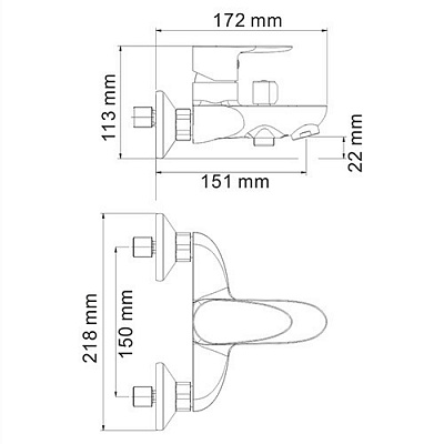 Смеситель для ванны с коротким изливом WasserKRAFT Leine 3501