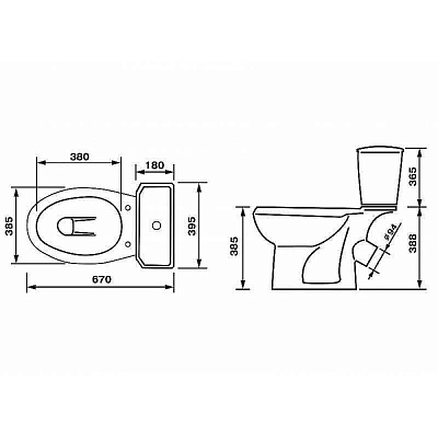 Унитаз-компакт Оскольская керамика Элисса-Антивсплеск Стандарт