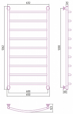 Полотенцесушитель водяной Сунержа Галант+ 1200х600