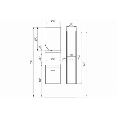Пенал подвесной правый Valente Massima M250 54 мокко