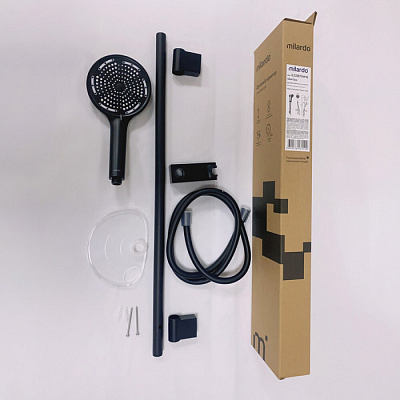 Душевой гарнитур со штангой, черный матовый, Ideal Spa, Milardo, ILS3B70M16