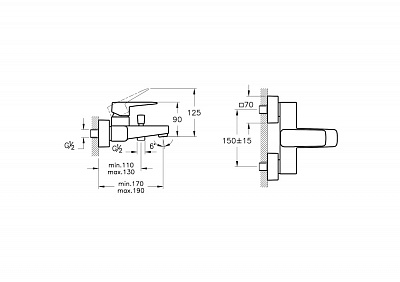 Смесители для ванной Vitra Root Square A42737EXP