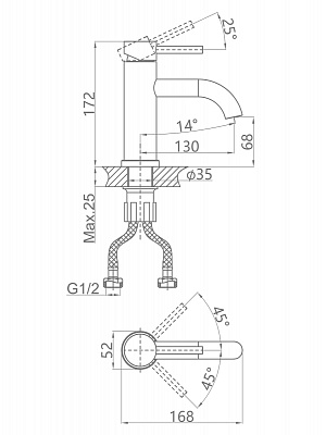 Смеситель для раковины из нержавеющей стали CALORIE CAL50221-2