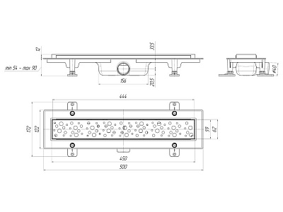 Душевой трап АНИ пласт решётка БРИЗ 450х62 сухой затвор TLQ1345M