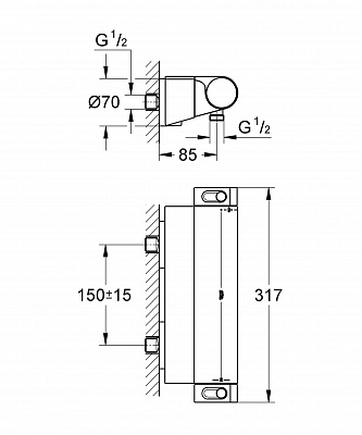 Смеситель для душа GROHE GROHTHERM-2000 NEW 34469001 с  полочкой