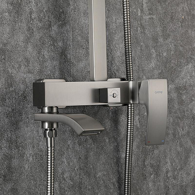 Душевая система Gappo G07-9 G2407-9 оружейная сталь, (с изливом и тропическим душем)