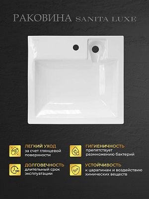 Раковина над стиральной машиной 60см Sanita Luxe Space 55 SPC55SLWB01