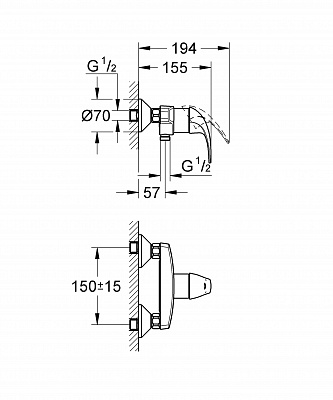 Смеситель для душа GROHE BAU CURVE 32807000
