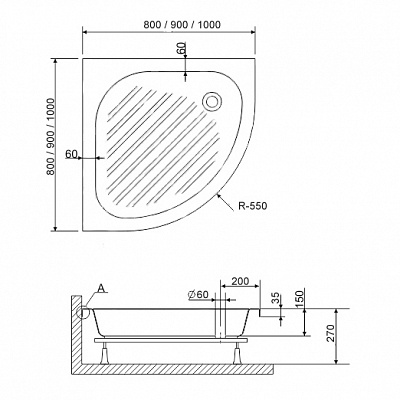 Душевой поддон 90х90 RGW BP/CL-S-A 16180499-51-A белый