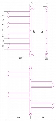 Полотенцесушитель электрический Сунержа Парео 4.0-4С 978х535