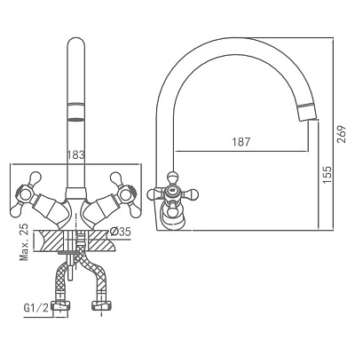 Двухзахватный смеситель для кухни Calorie CAL8023C