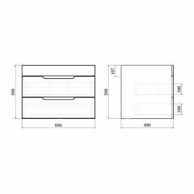 Тумба под раковину подвесная MIRSANT Soho Quadro 70 (раковина Deep-70) (рак 264512 в комплект не входит)