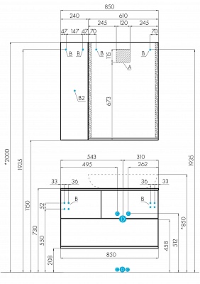 Тумба под раковину Aquaton Терра 85 дуб кантри, антрацит 1A247201TEKA0