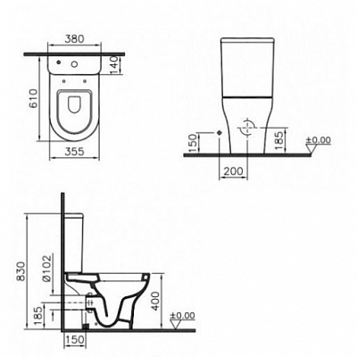 Унитаз пристенный Vitra Zentrum 9824B003-7207