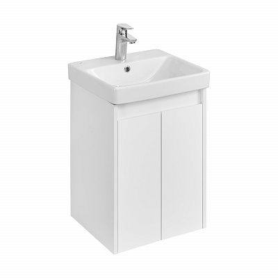Тумба с раковиной AQUATON Сканди Doors 45 белый глянец/белый матовый 1A278701SD010