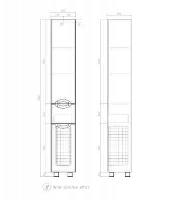 Шкаф пенал в ванную 30 см  Vigo Callao 300 pn.CAL.30