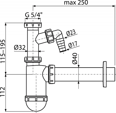 Сифон для раковины Alcaplast A43P