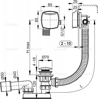 Сифон для ванны AlcaPlast A508KM