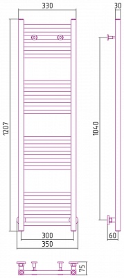 Полотенцесушитель водяной Сунержа Модус 1200х300
