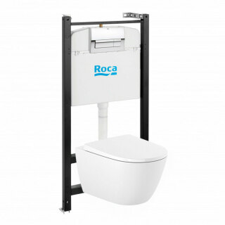 ПЭК ONA Чаша унитаза подвесная rimless с инсталляцией, сиденье с крышкой, панель смыва хром Roca ZRU9310392