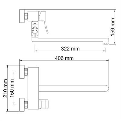 Смеситель для ванны с длинным изливом WasserKRAFT Aller 1062LWHITE