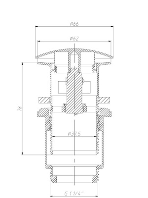 Донный клапан ARROWHEAD 1-1/4" 80мм с переливом 740007