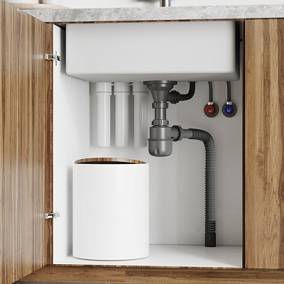 Сифон бутылочный для мойки Iddis Optima Home 3.1/2x40мм, с выпуском, гофротрубой и переливом 900CVG0P10VD