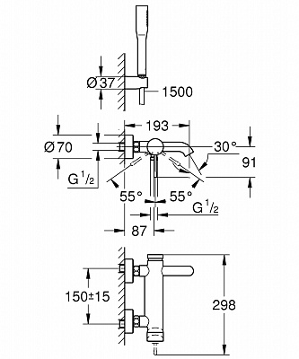 Смеситель для ванной GROHE ESSENSE 33628001